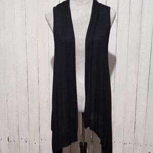 BCBG Maxazria Black Cardigan Vest Lagenlook Artsy Whimsigoth Grunge Minimalist